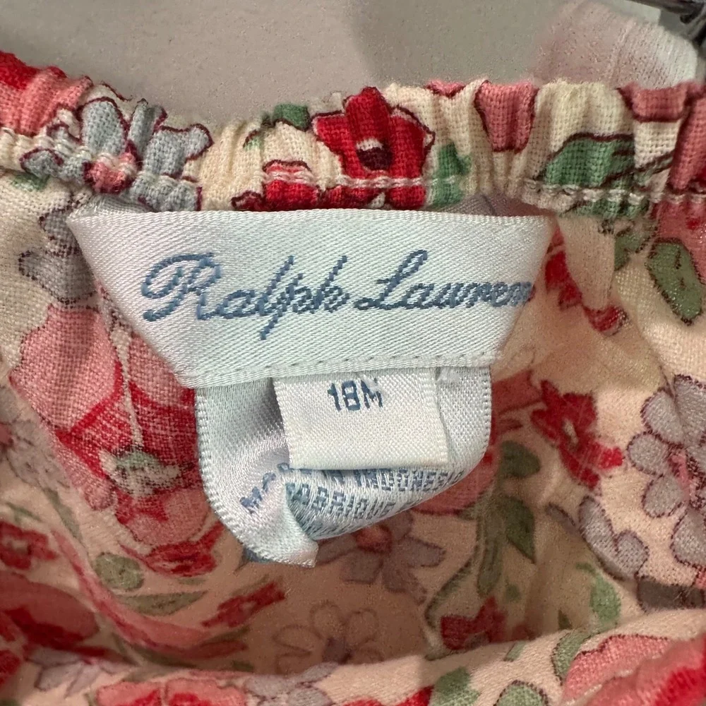 Ralph Lauren Baby Girls Floral and Pink Diaper Covers Bloomers Set 18M